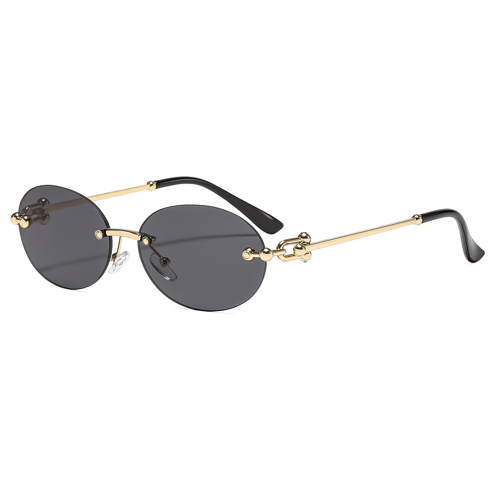 Luxury Lifestyle Men - New Metal Frameless Oval Woman Sunglasses