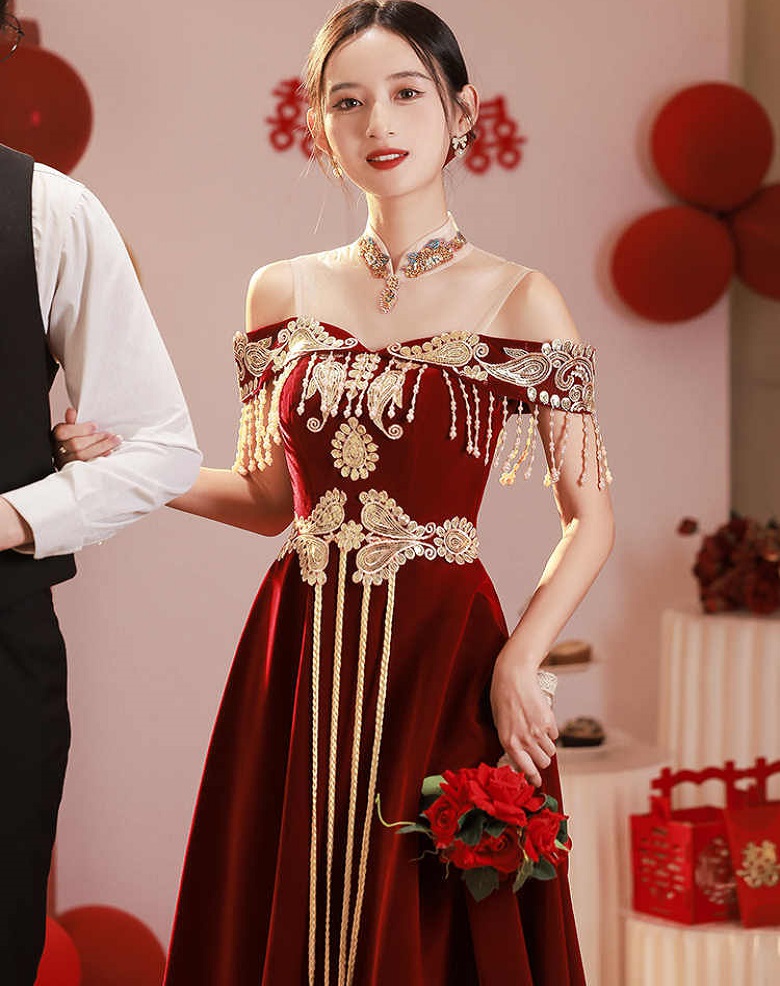 Luxury Lifestyle Girl - Chinese Style Toast Dress Bride's Cheongsam