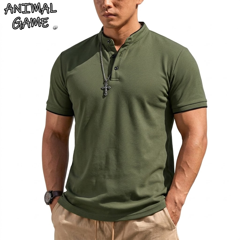 Luxury Lifestyle Men - Summer Short Sleeve Henley Shirt Men